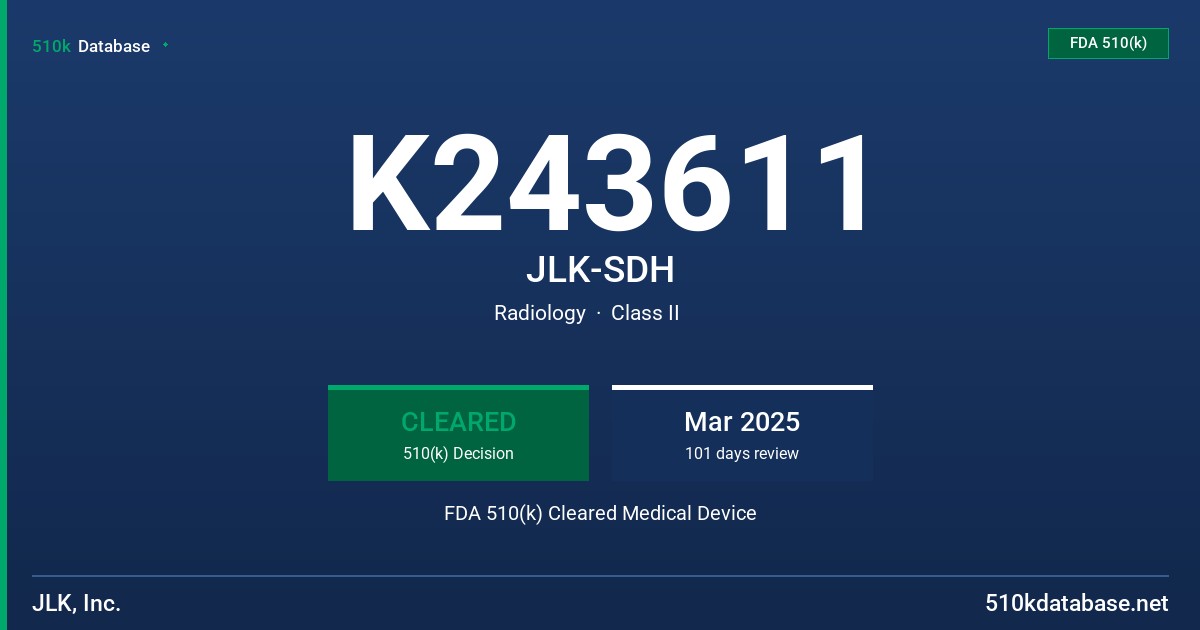 K243611 JLK-SDH FDA 510(k) Cleared Medical Device