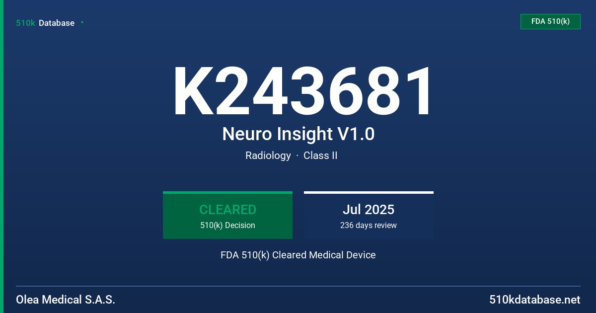 K243681 Neuro Insight V1.0 FDA 510(k) Cleared Medical Device
