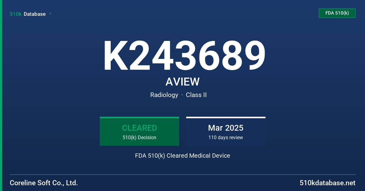K243689 AVIEW FDA 510(k) Cleared Medical Device
