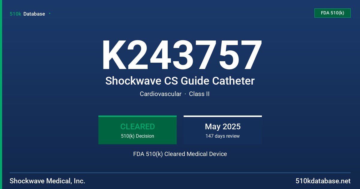 K243757 Shockwave CS Guide Catheter FDA 510(k) Cleared Medical Device