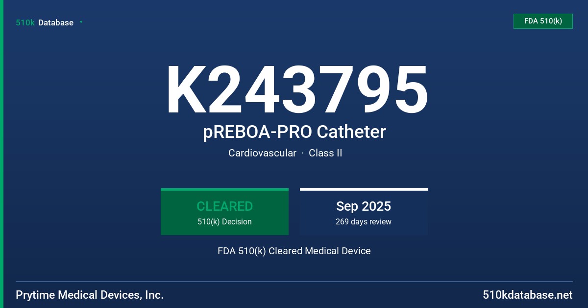 K243795 pREBOA-PRO Catheter FDA 510(k) Cleared Medical Device