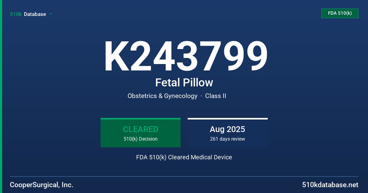 K243799 Fetal Pillow FDA 510(k) Cleared Medical Device
