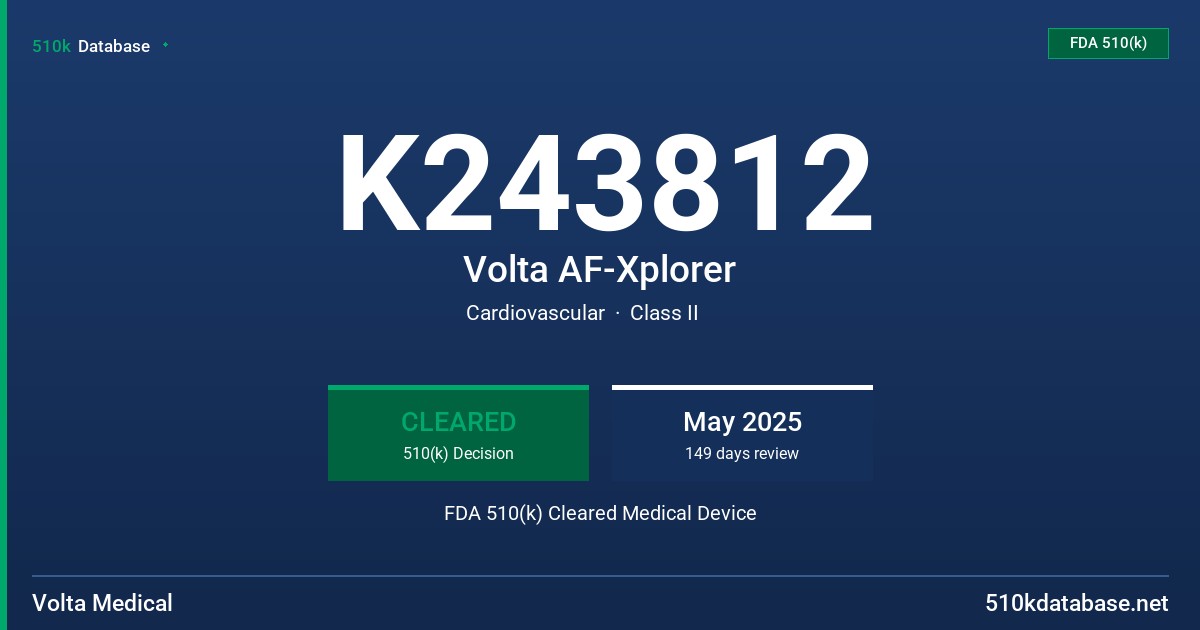K243812 Volta AF-Xplorer FDA 510(k) Cleared Medical Device