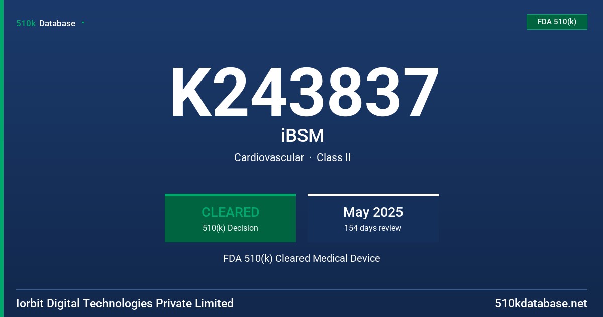 K243837 iBSM FDA 510(k) Cleared Medical Device
