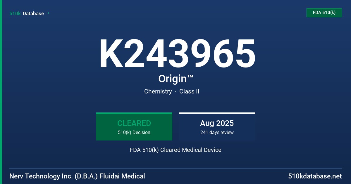 K243965 Origin™ FDA 510(k) Cleared Medical Device