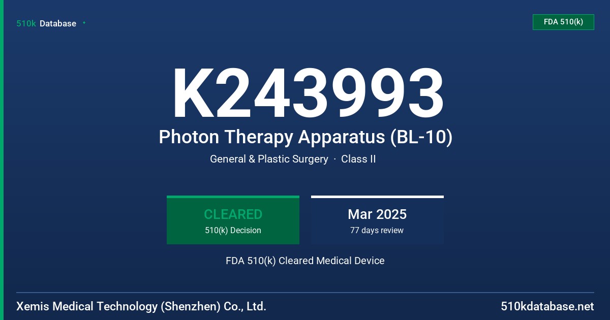 K243993 Photon Therapy Apparatus (BL-10) FDA 510(k) Cleared Medical Device