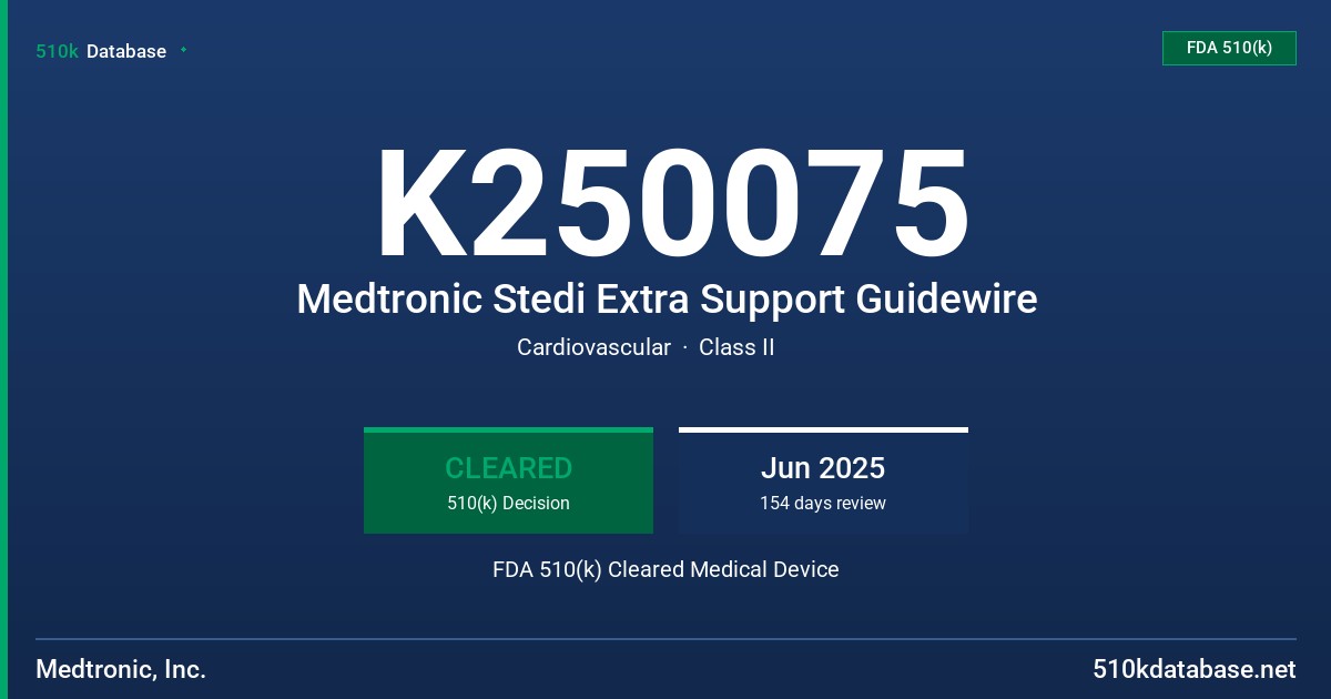 K250075 Medtronic Stedi Extra Support Guidewire FDA 510(k) Cleared Medical Device