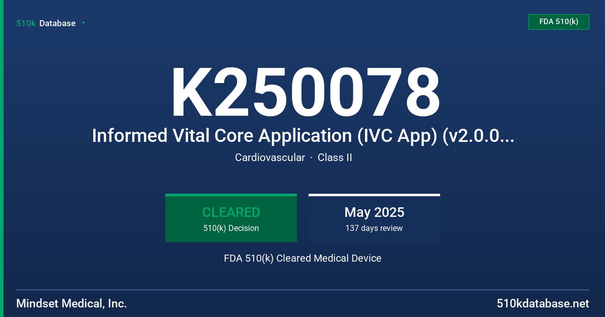 K250078 Informed Vital Core Application (IVC App) (v2.0.0.2.0.0) FDA 510(k) Cleared Medical Device