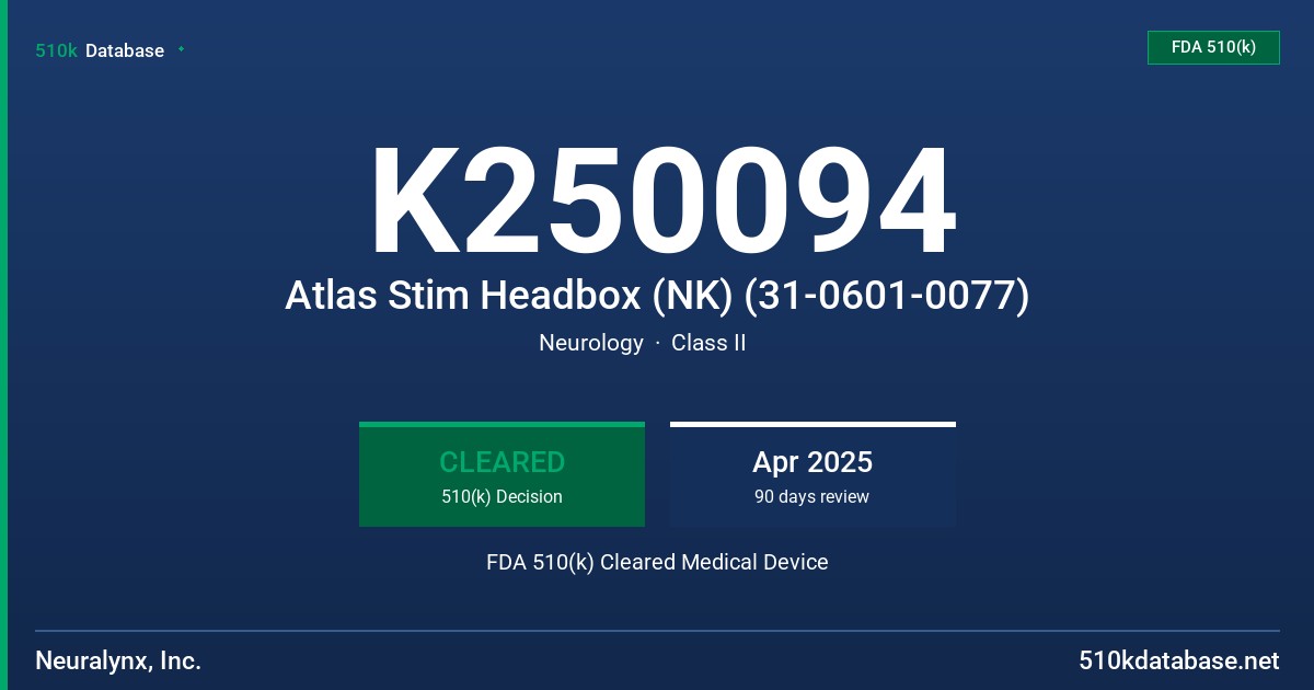 K250094 Atlas Stim Headbox (NK) (31-0601-0077) FDA 510(k) Cleared Medical Device