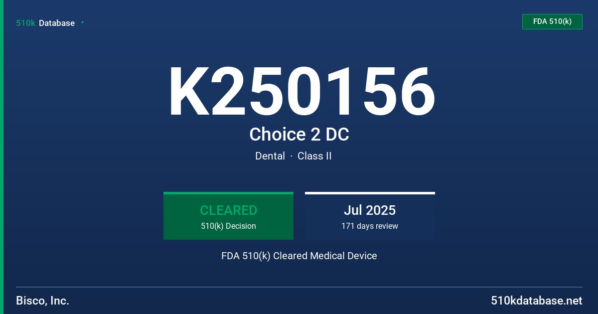 K250156 Choice 2 DC FDA 510(k) Cleared Medical Device
