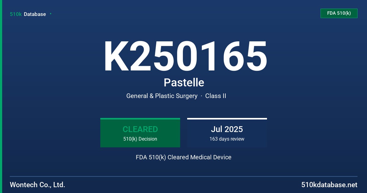 K250165 Pastelle FDA 510(k) Cleared Medical Device