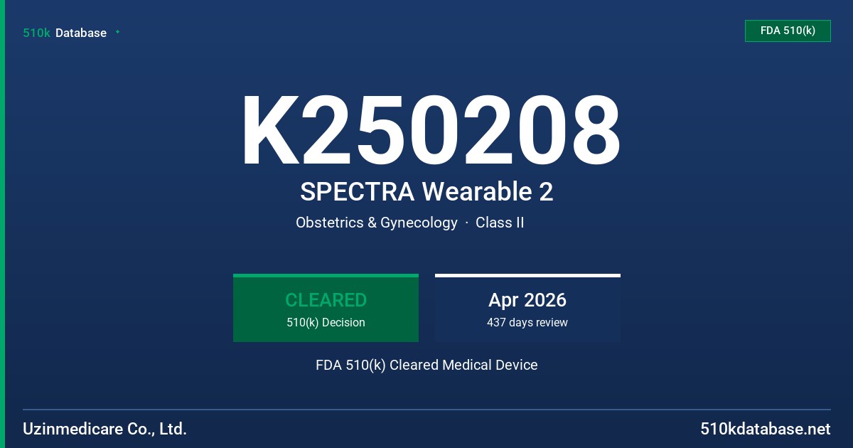 K250208 SPECTRA Wearable 2 FDA 510(k) Cleared Medical Device