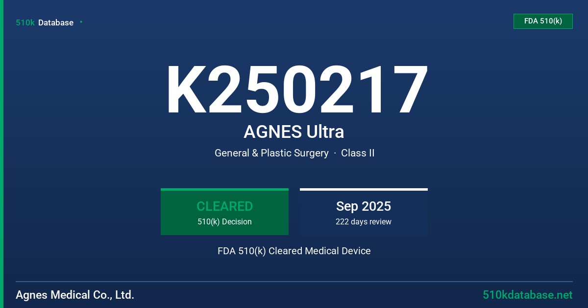 K250217 AGNES Ultra FDA 510(k) Cleared Medical Device
