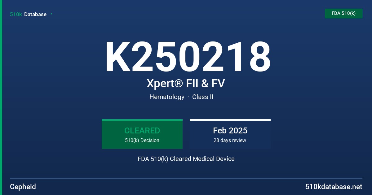 K250218 Xpert® FII & FV FDA 510(k) Cleared Medical Device