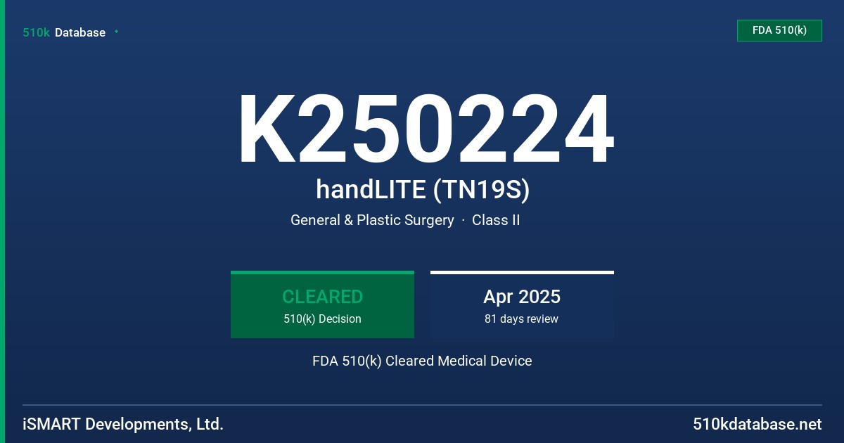 K250224 handLITE (TN19S) FDA 510(k) Cleared Medical Device