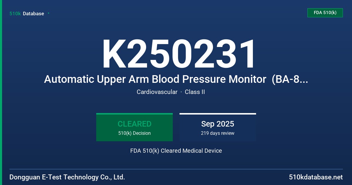 K250231 Automatic Upper Arm Blood Pressure Monitor  (BA-831X, BA-832X, BA-833X, BA-837X, BA-838X, BA-842X, BA-843X, BA-845X, BA-847X, BA-849X, BA-851X, BA-852X, BA-855X, BA-835, BA-836, BA-839, BA-840, BA-856) FDA 510(k) Cleared Medical Device