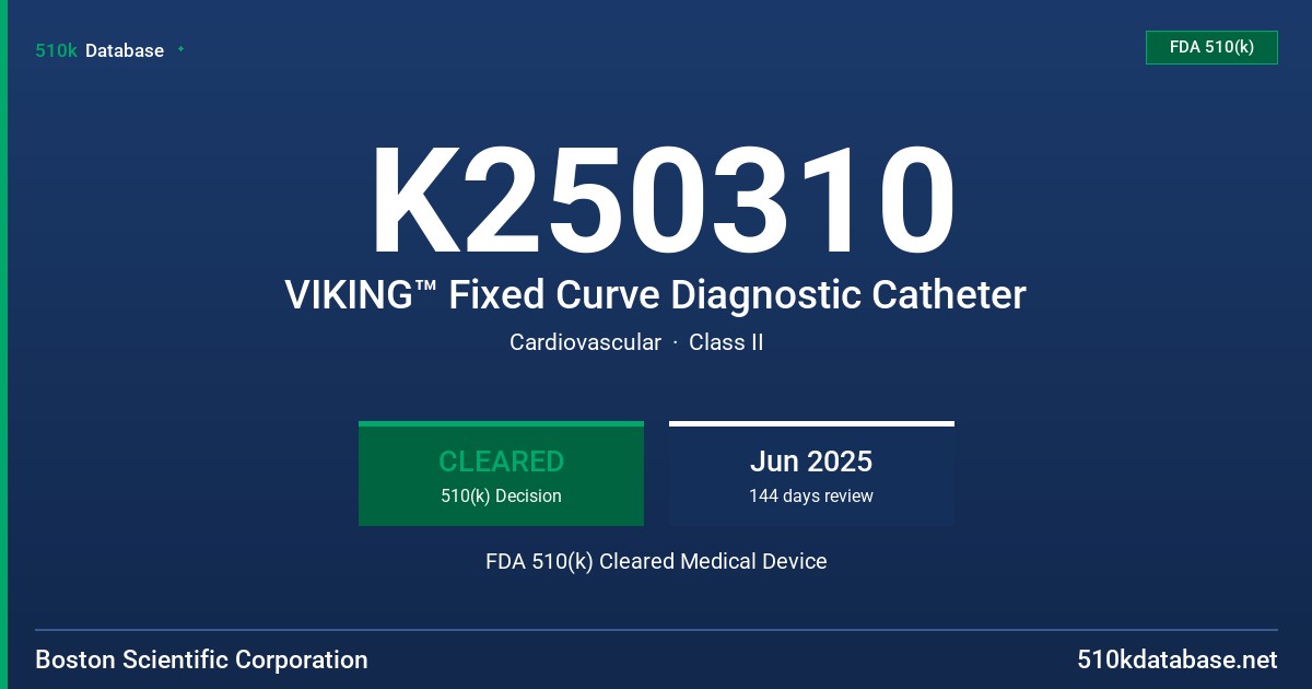 K250310 VIKING™ Fixed Curve Diagnostic Catheter FDA 510(k) Cleared Medical Device