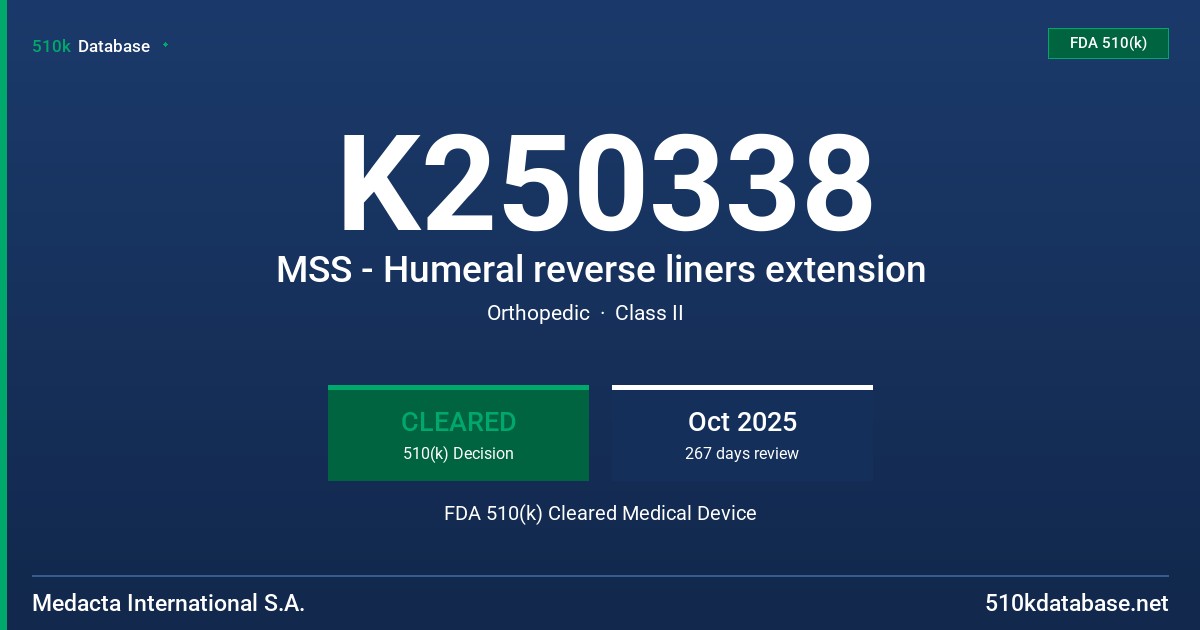 K250338 MSS - Humeral reverse liners extension FDA 510(k) Cleared Medical Device