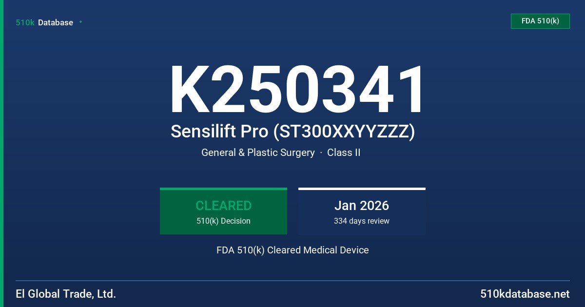 K250341 Sensilift Pro (ST300XXYYZZZ) FDA 510(k) Cleared Medical Device