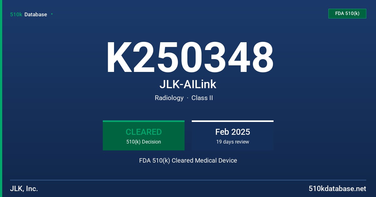 K250348 JLK-AILink FDA 510(k) Cleared Medical Device