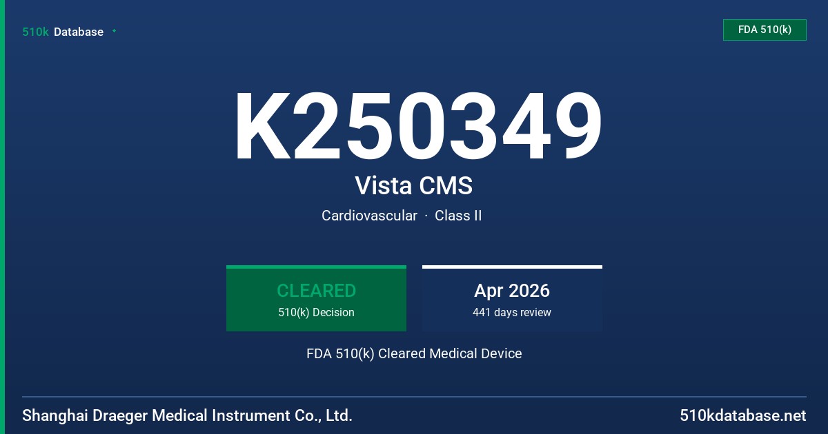 K250349 Vista CMS FDA 510(k) Cleared Medical Device