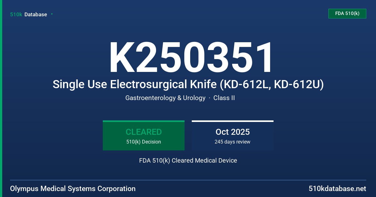 K250351 Single Use Electrosurgical Knife (KD-612L, KD-612U) FDA 510(k) Cleared Medical Device