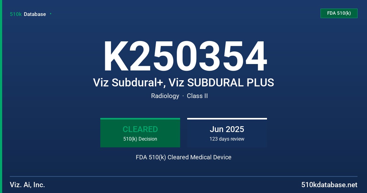 K250354 Viz Subdural+, Viz SUBDURAL PLUS FDA 510(k) Cleared Medical Device
