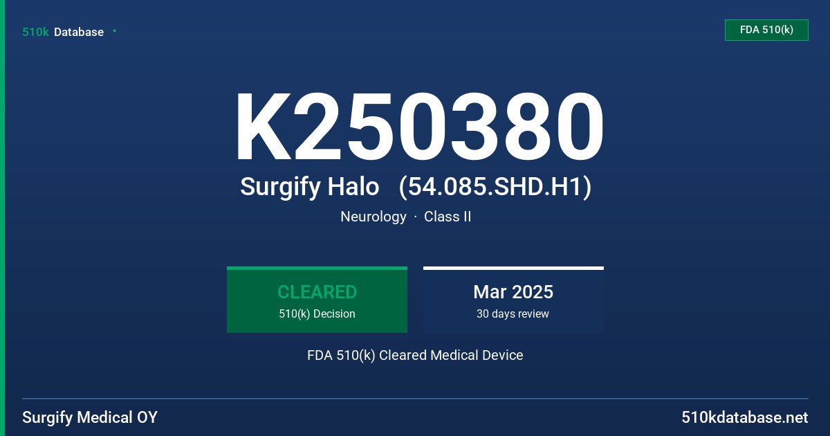 K250380 Surgify Halo   (54.085.SHD.H1) FDA 510(k) Cleared Medical Device