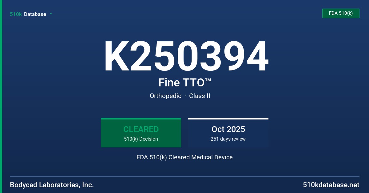 K250394 Fine TTO™ FDA 510(k) Cleared Medical Device