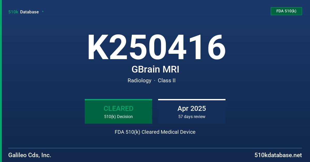 K250416 GBrain MRI FDA 510(k) Cleared Medical Device