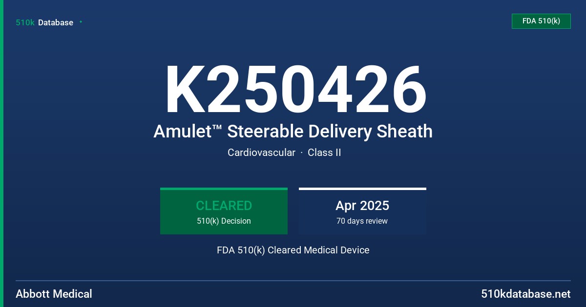 K250426 Amulet™ Steerable Delivery Sheath FDA 510(k) Cleared Medical Device