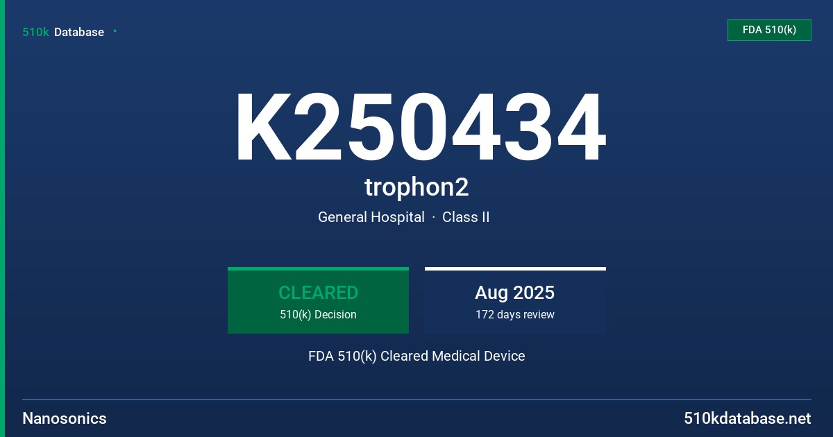 K250434 trophon2 FDA 510(k) Cleared Medical Device