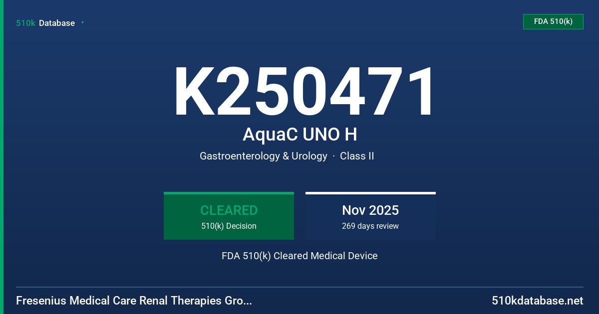 K250471 AquaC UNO H FDA 510(k) Cleared Medical Device