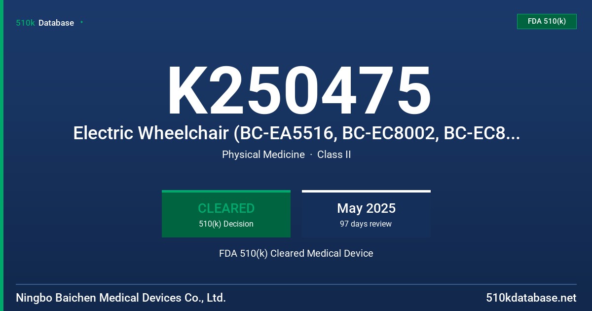 K250475 Electric Wheelchair (BC-EA5516, BC-EC8002, BC-EC8003, BC-EALD3) FDA 510(k) Cleared Medical Device
