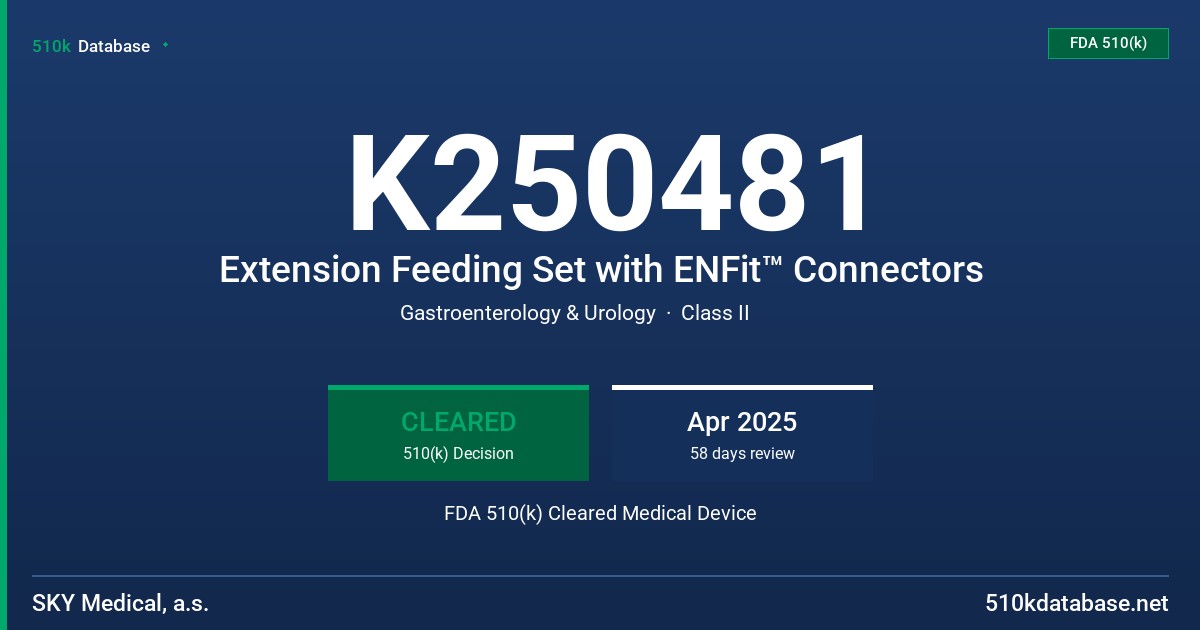 K250481 Extension Feeding Set with ENFit™ Connectors FDA 510(k) Cleared Medical Device