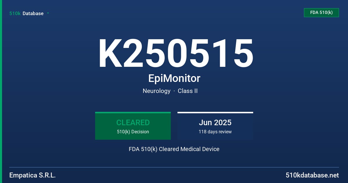 K250515 EpiMonitor FDA 510(k) Cleared Medical Device
