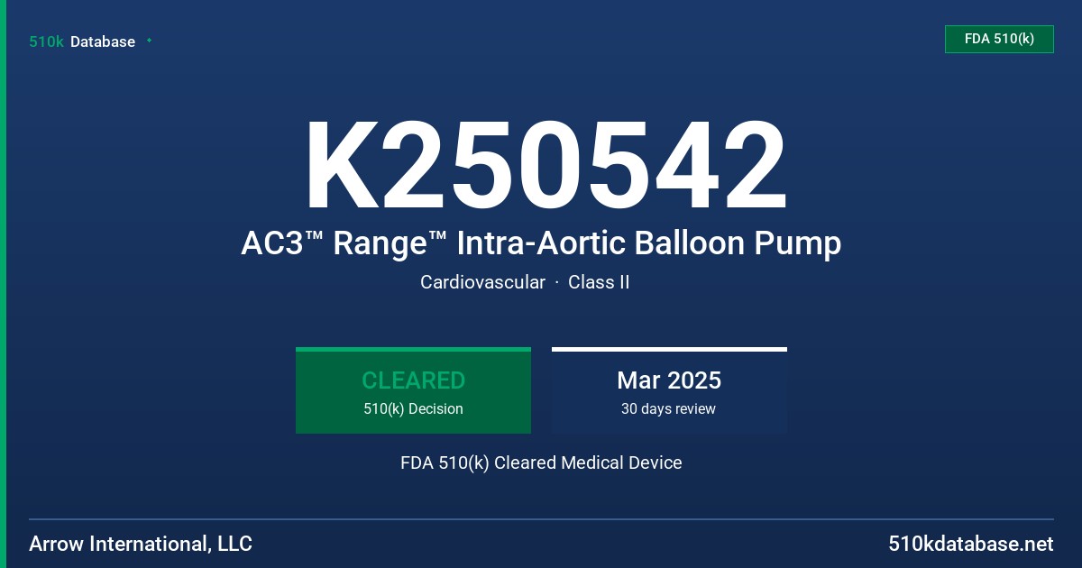 K250542 AC3™ Range™ Intra-Aortic Balloon Pump FDA 510(k) Cleared Medical Device