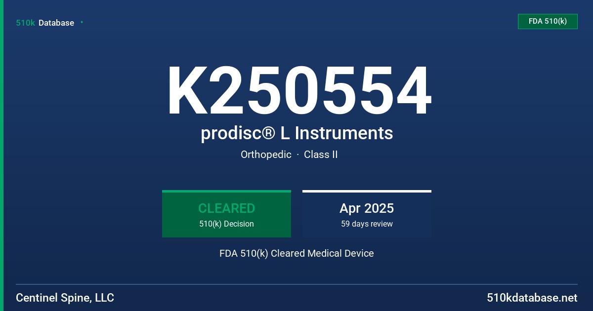 K250554 prodisc® L Instruments FDA 510(k) Cleared Medical Device