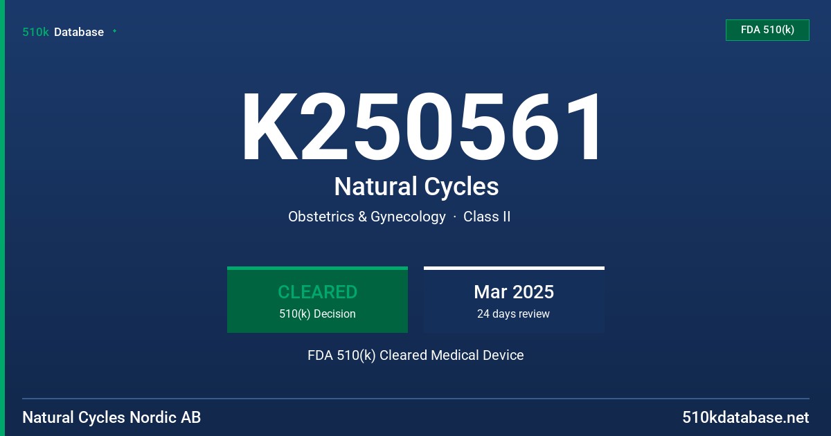 K250561 Natural Cycles FDA 510(k) Cleared Medical Device