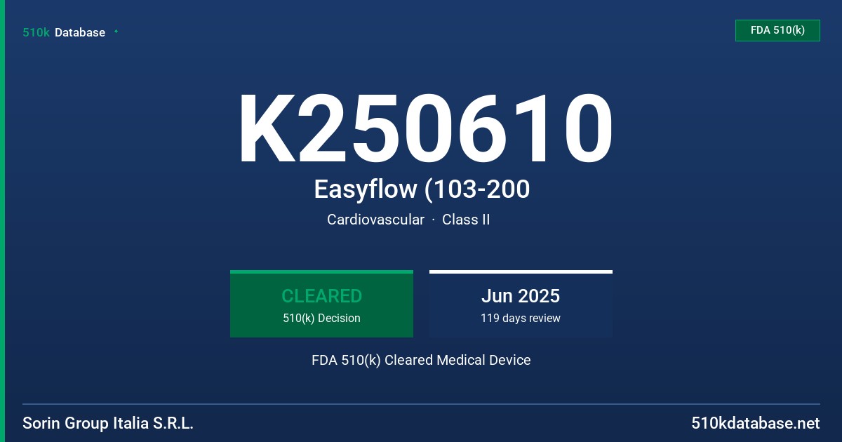 K250610 Easyflow (103-200 FDA 510(k) Cleared Medical Device