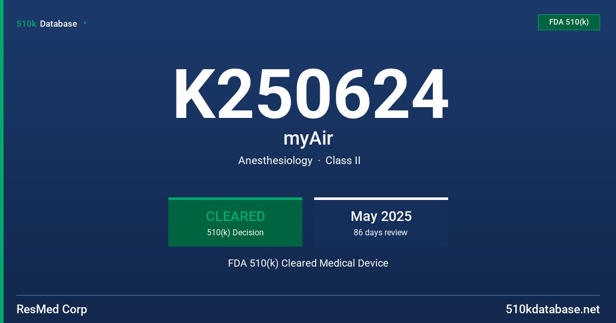 K250624 myAir FDA 510(k) Cleared Medical Device