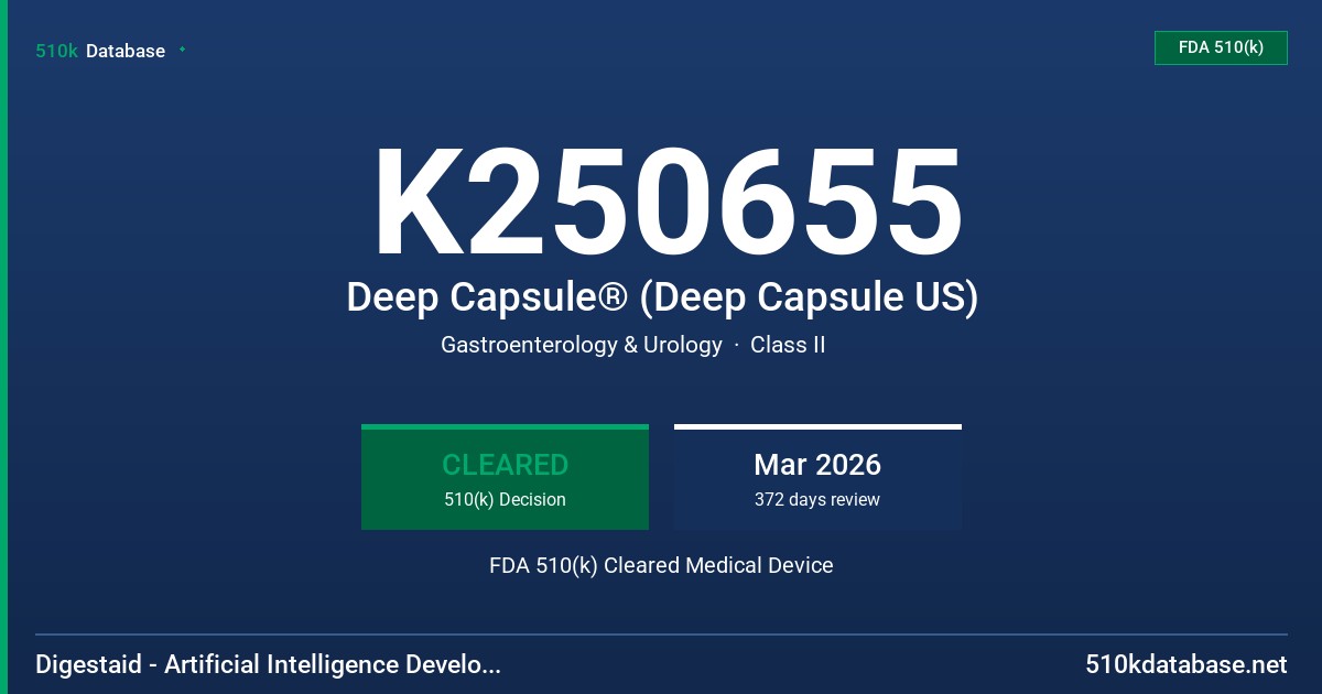 K250655 Deep Capsule® (Deep Capsule US) FDA 510(k) Cleared Medical Device