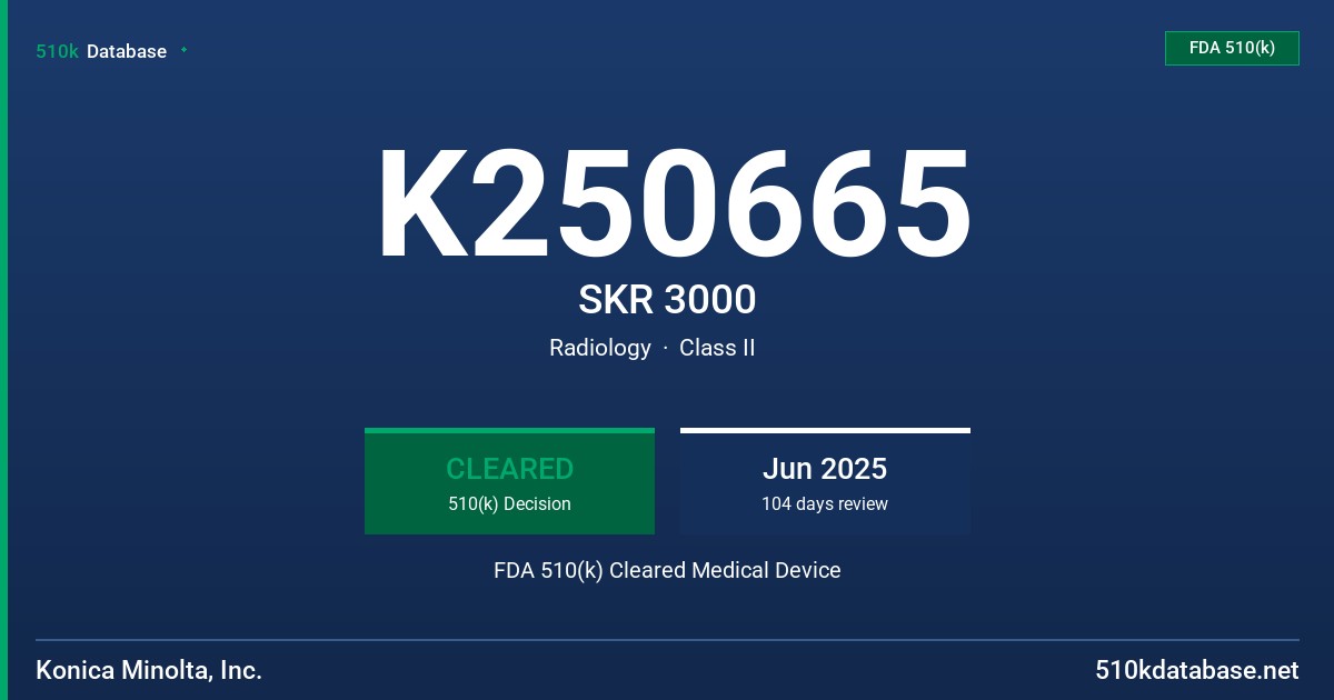 K250665 SKR 3000 FDA 510(k) Cleared Medical Device
