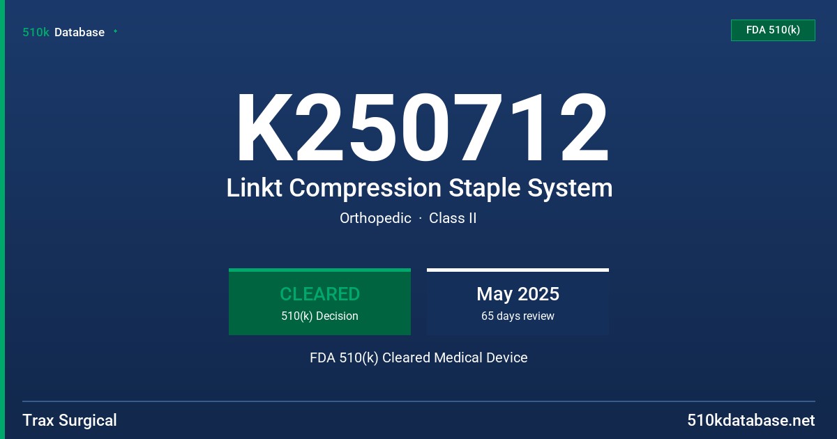 K250712 Linkt Compression Staple System FDA 510(k) Cleared Medical Device