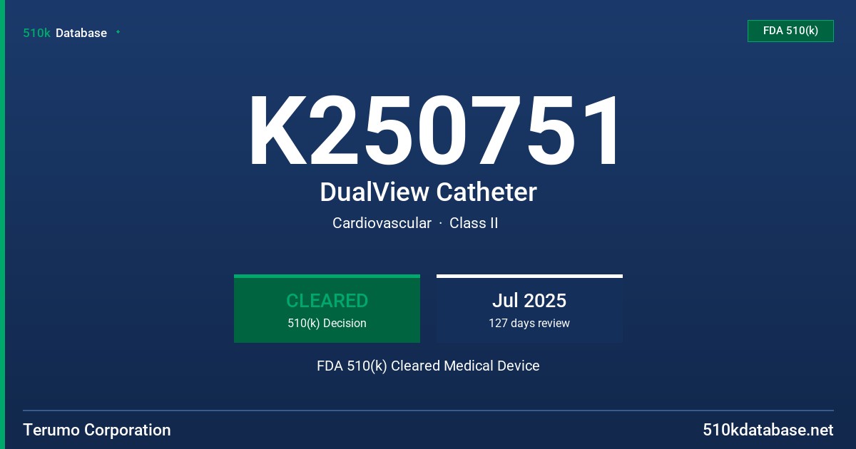 K250751 DualView Catheter FDA 510(k) Cleared Medical Device