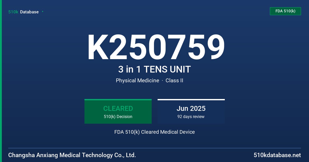 K250759 3 in 1 TENS UNIT FDA 510(k) Cleared Medical Device