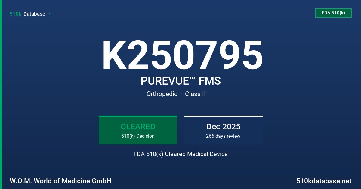 K250795 PUREVUE™ FMS FDA 510(k) Cleared Medical Device