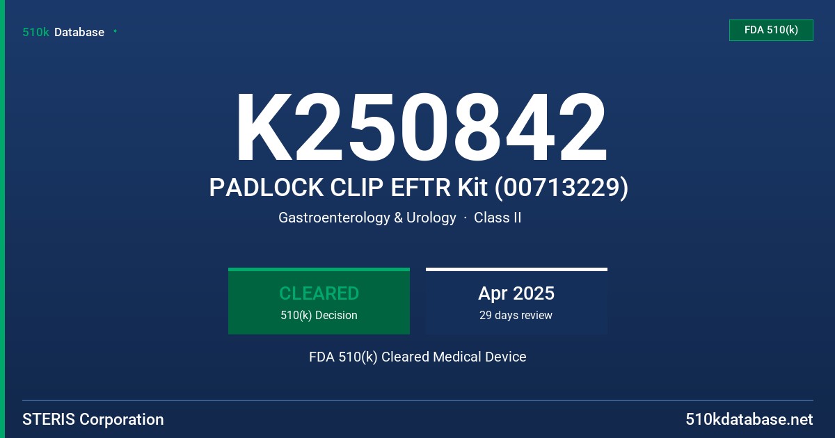 K250842 PADLOCK CLIP EFTR Kit (00713229) FDA 510(k) Cleared Medical Device