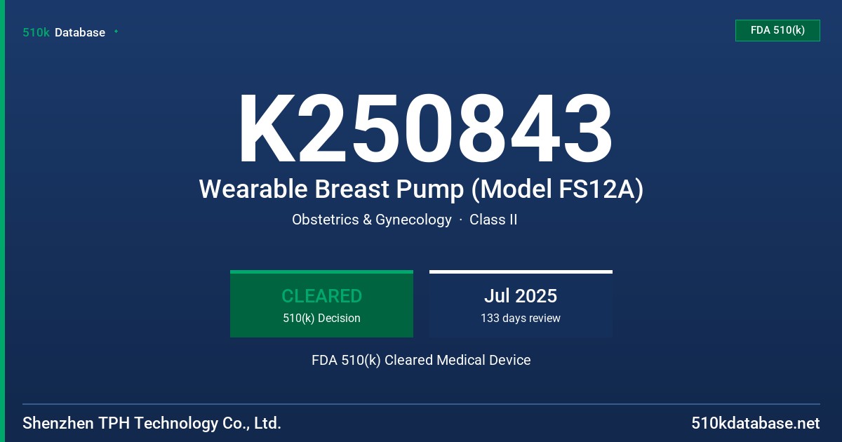 K250843 Wearable Breast Pump (Model FS12A) FDA 510(k) Cleared Medical Device