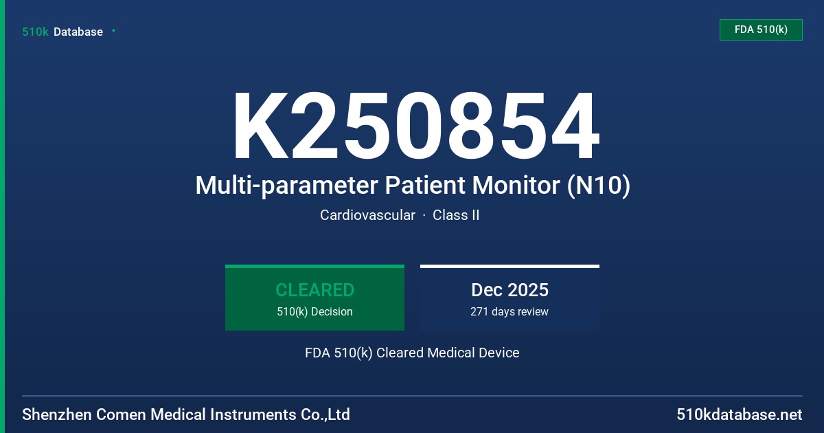 K250854 Multi-parameter Patient Monitor (N10) FDA 510(k) Cleared Medical Device